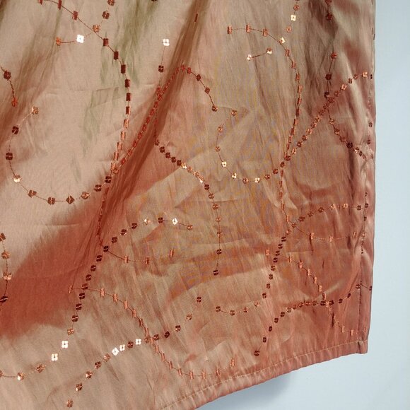 John Bentley iridescent orange midi maxi long sleeveless dress sequins 12 - Picture 7 of 16